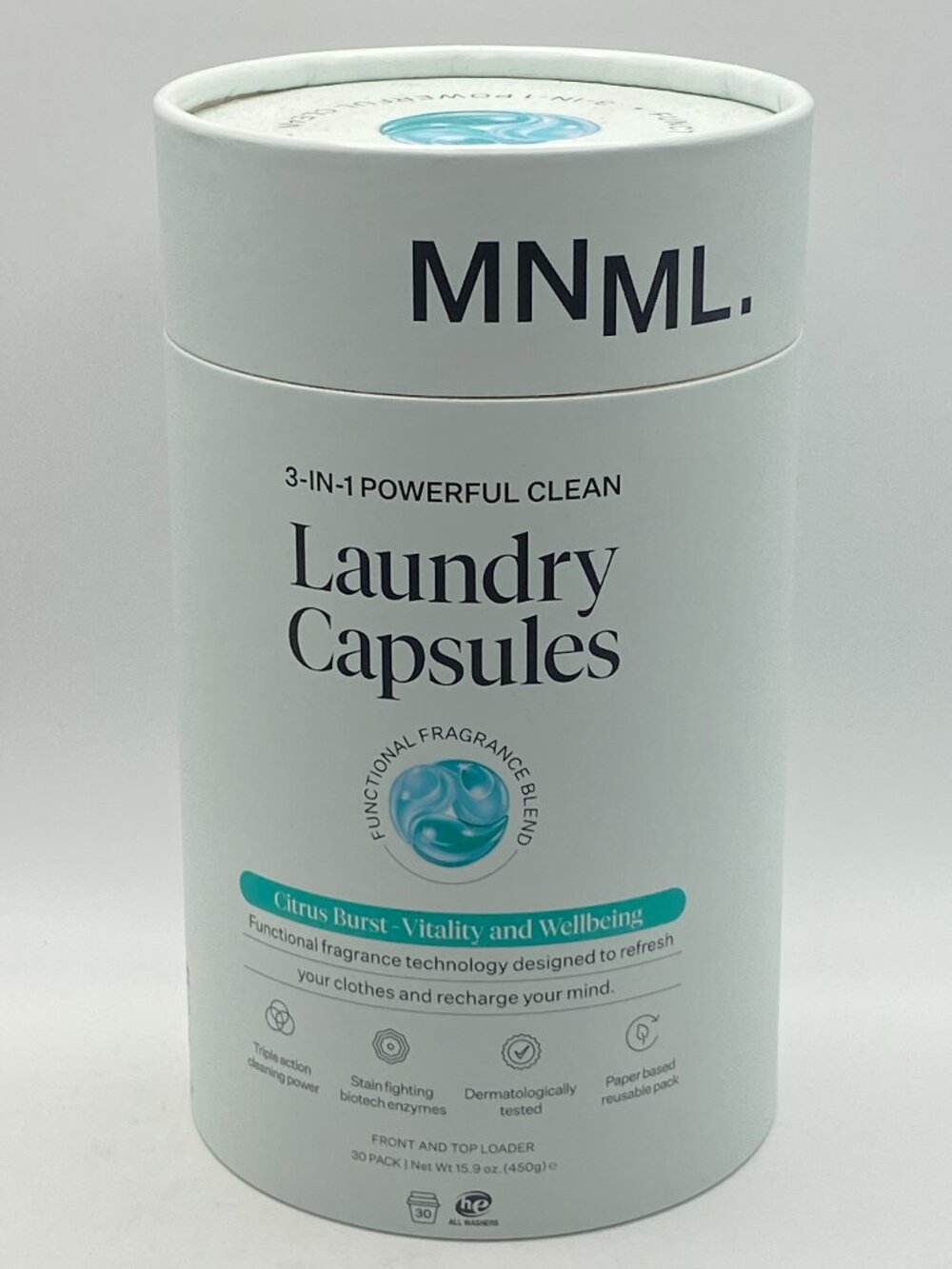 MNML Laundry Capsules 30-Pack – Citrus Burst (Aesthetic Eco Detergent Pods)
